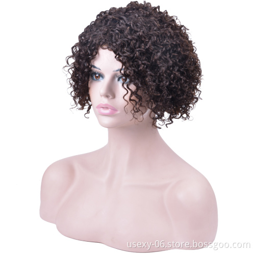Chinese Hair Wig Vendors Wholesale Cheap Machine Made None Lace Curly Short Human Wig For Women